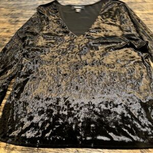 Karen Kane black velour top w/ruffle sleeves XL NWOT